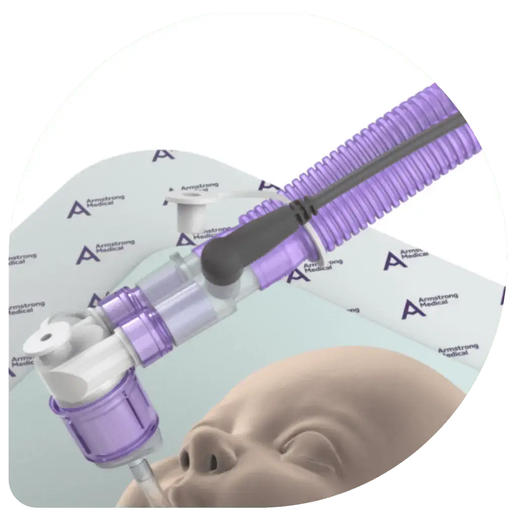 Computer generated image of a baby with Armstrong Medical Vapour Transmission device to show how limbs can be independently repositioned with reduced risk of disconnection. Computer generated image of a baby with Armstrong Medical Vapour Transmission device to show how limbs can be independently repositioned with reduced risk of disconnection.