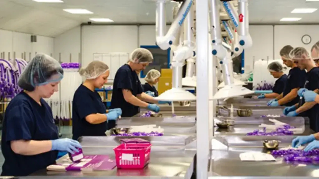 Employees in the clean room at Armstrong Medical