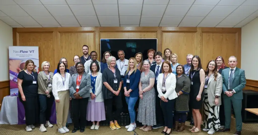 Neonatal nurses posing with the Armstrong Medical team