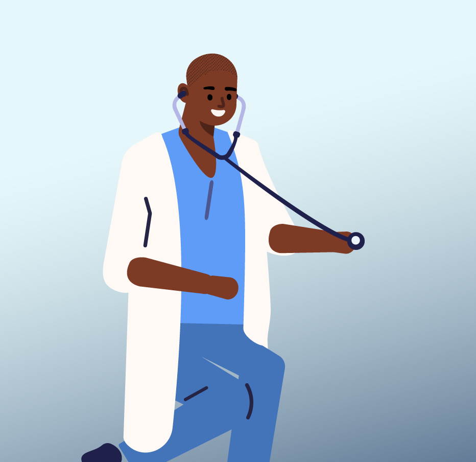 Nurse Kneeling Gradient Eakin Healthcare