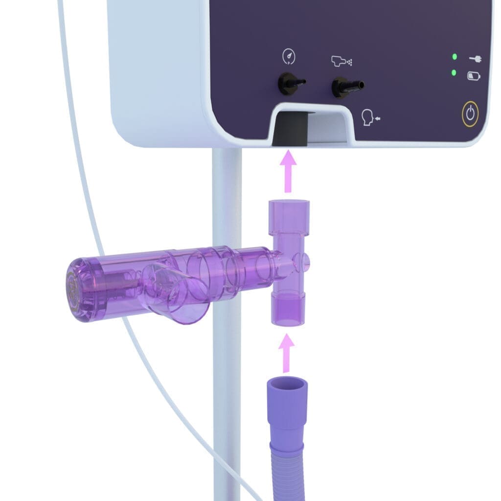 3D rendering of the AquaVENT FD140i with a circuit being attached between a blow off valve