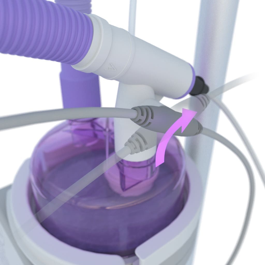 3D rendering of the heater humidifier with the temperature probe being turned 90 degrees
