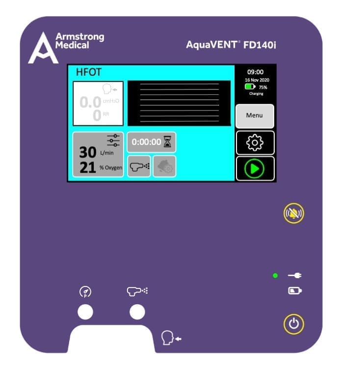 3D rendering of the AquaVENT FD140i HFOT mode screen