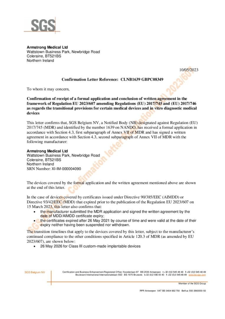 Armstrong Confirmation Letter Extension of MDD certificate CE1639 Approved pdf 5 Eakin Healthcare