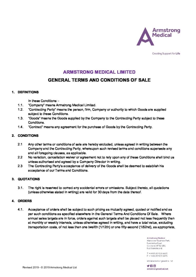 Terms and Conditions Armstrong Medical Rev Jun2019 pdf 10 Eakin Healthcare