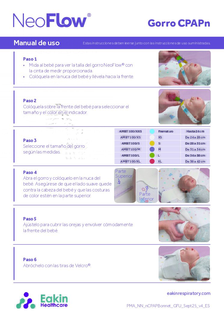 ES nCPAP Bonnet User Guide V4 pdf Eakin Healthcare